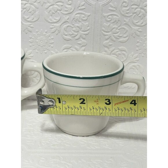 Shenango China Green Stripe Mugs 3" Inch tall Set Of 2 - Picture 6 of 8